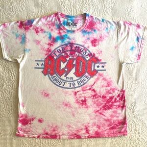 AC/DC For Those About to Rock We Salute You Tie Dye Graphic Short Sleeve Large